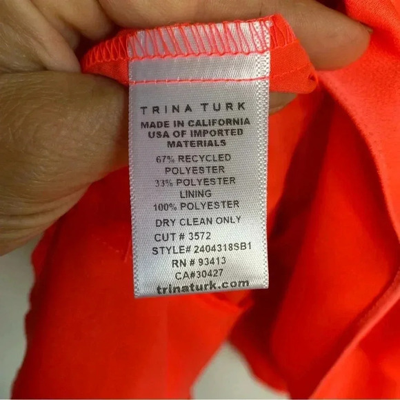 Trina Turk orange red Piper Off-Shoulder roomy Ruffle Mini Dress size XS - Picture 12 of 12